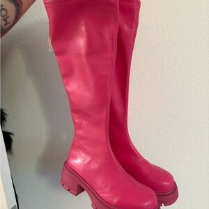 Hot Pink Tall Platform Boots